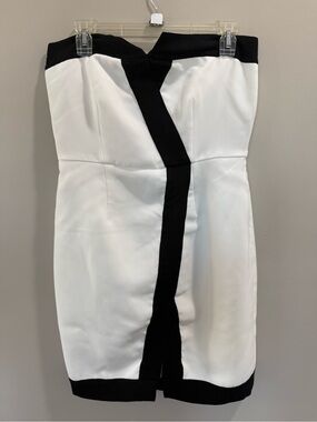 Rachel Zoe Strapless White Dress with Black Contrast Trim